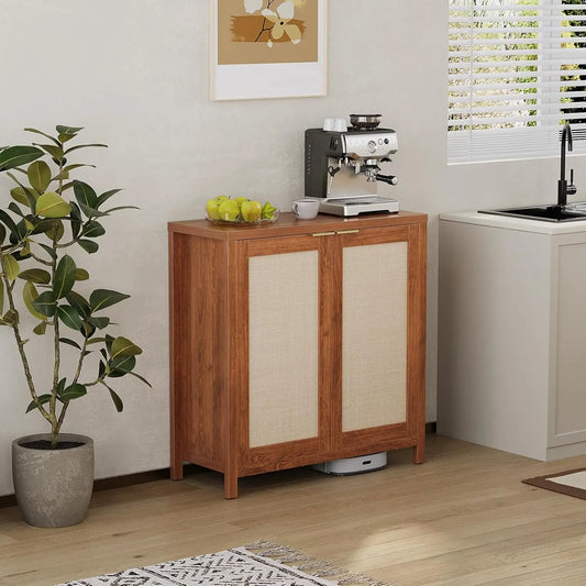 34" Rattan Sideboard Buffet Cabinet - Loft&Timber