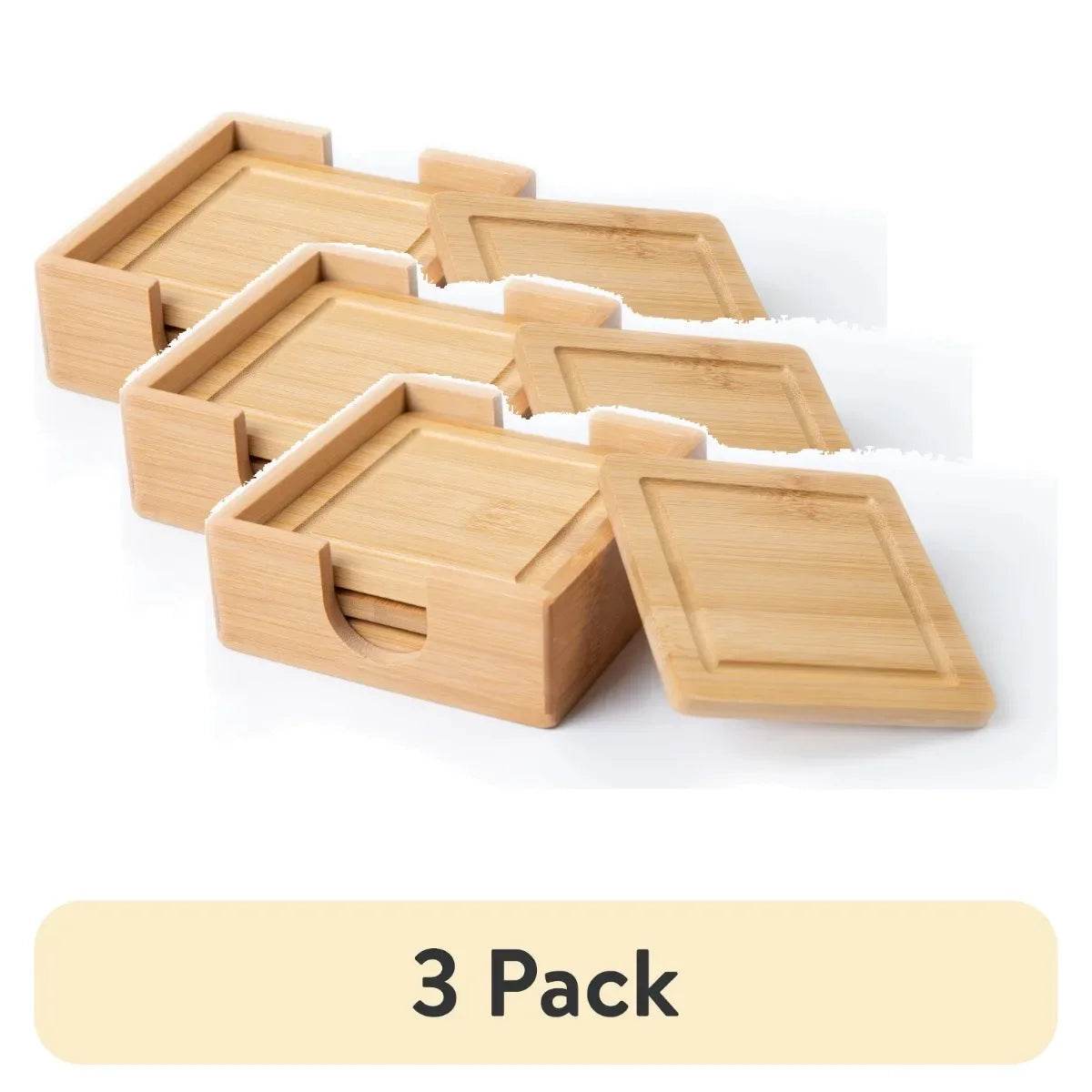 Pack of 3 Natural bamboo coasters with cork - Loft&Timber