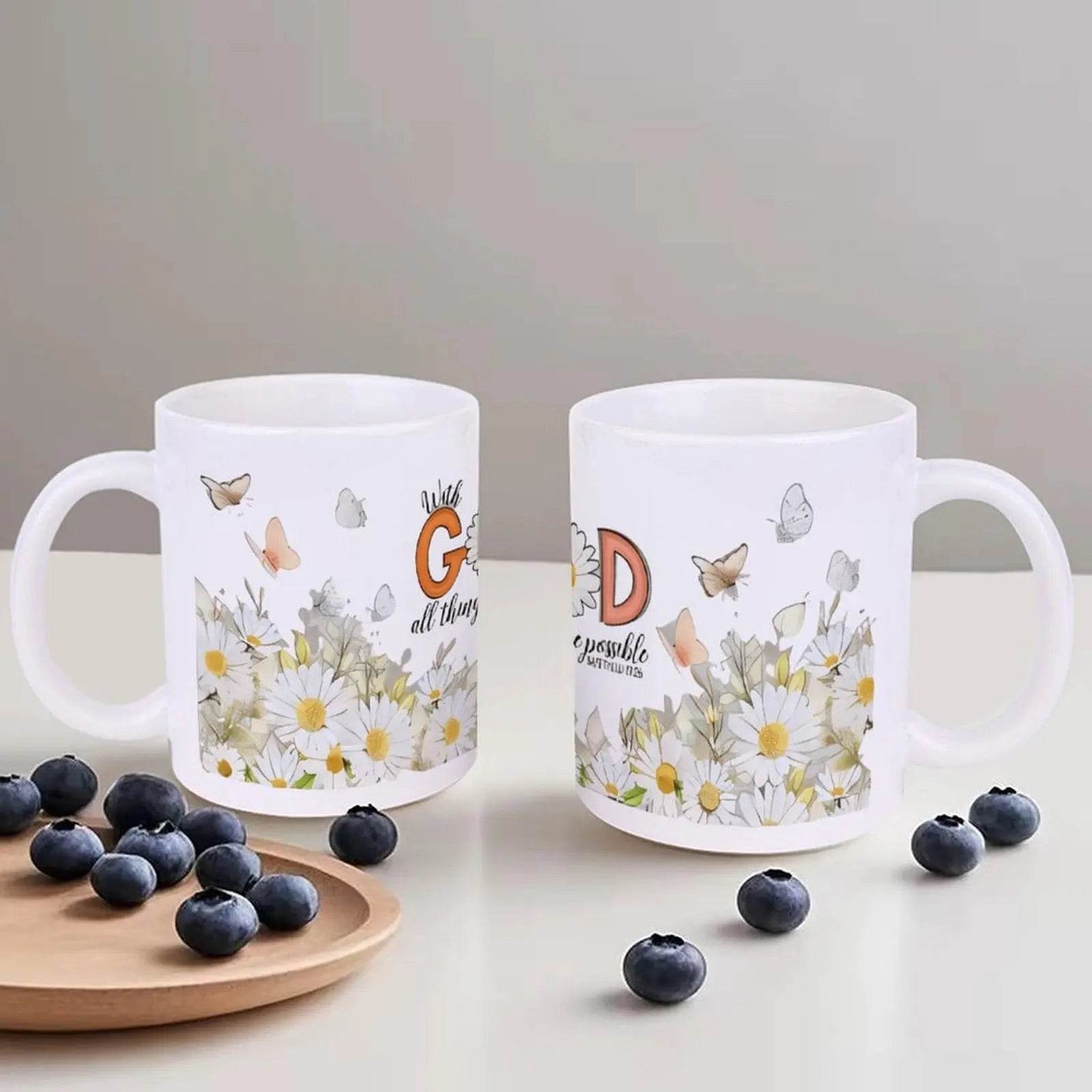 God All Things Are Possible Ceramic Coffee Mug Bible Verse Mugs, 330ml - Loft&Timber