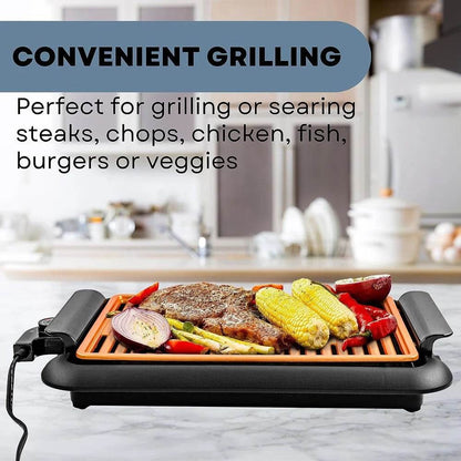 Electric Indoor Grill 15x10 Inch Non-Stick Cooking Surface 1200W - Loft&Timber