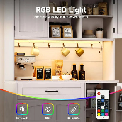 71" Pantry Cabinet With LED Light & Outlet - Loft&Timber