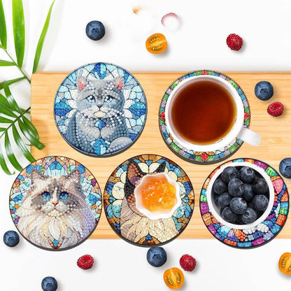 8Pcs Wooden Cats Diamond Painting Coasters - Loft&Timber