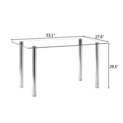 Simple Assembled Transparent Glass and Iron Dinner Table - Loft&Timber