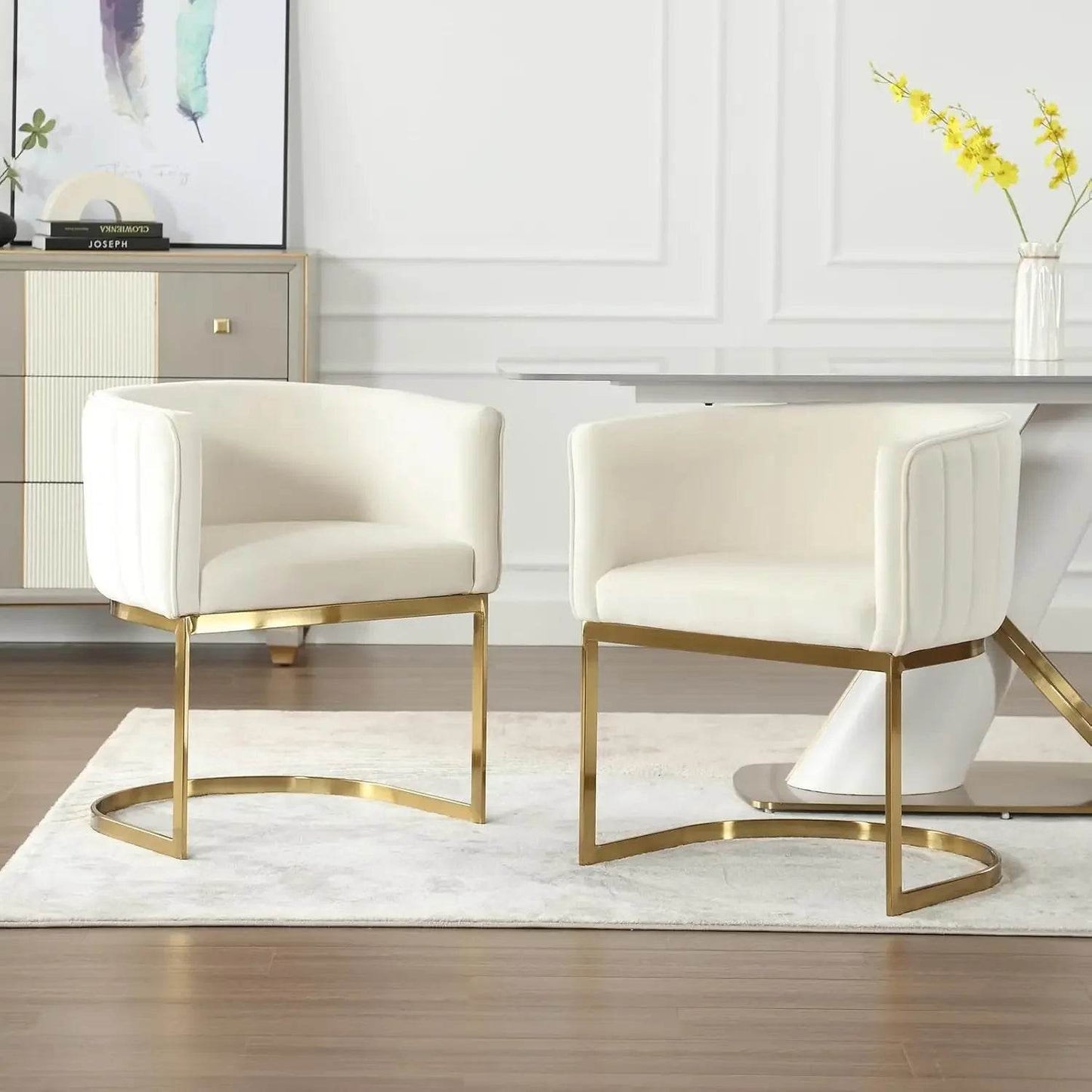 Dining Chairs Set of 4, Velvet with Metal Frame - Loft&Timber