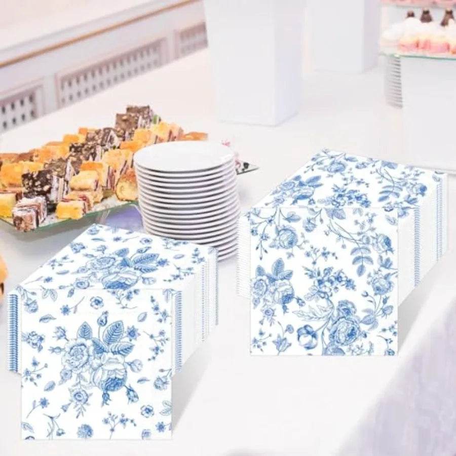 120Pcs Blue Floral napkins - Loft&Timber