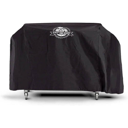 Four Burner Liquid Propane Gas Grill with Foldable Side Shelves, 36-Inch Flat Top Griddle, Fitted Cover, Deluxe Black - Loft&Timber