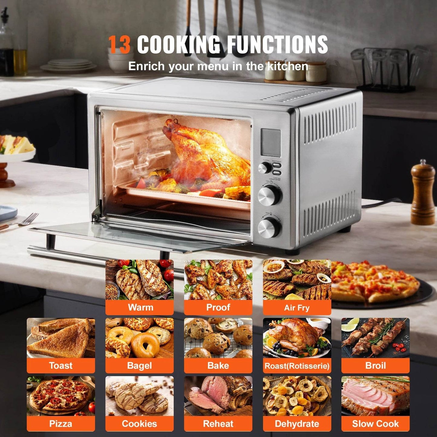 SucceBuy 13-IN-1 Air Fryer Toaster Oven 29.6Qt Convection Oven - Loft&Timber