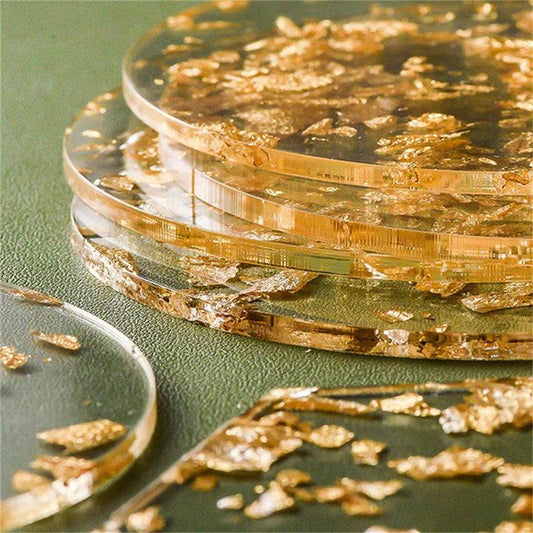 6pcs Coaster Acrylic Gold Leaf Tea Coaster - Loft&Timber