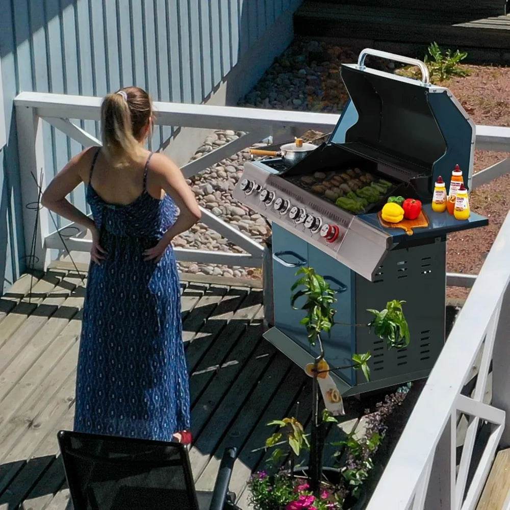 5-Burner Propane Gas Grill with Side and Rear Burners