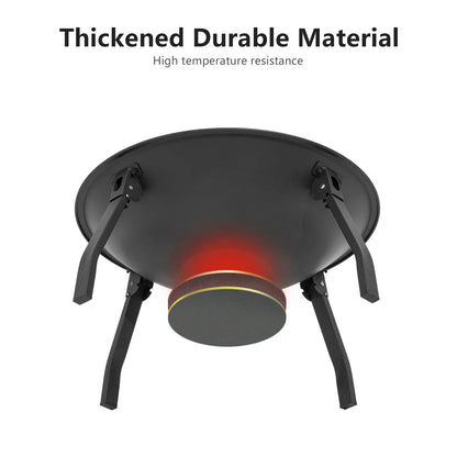 Outdoor Charcoal Fire Pit Portable Iron Fire Bowl with Folding Legs Black-3