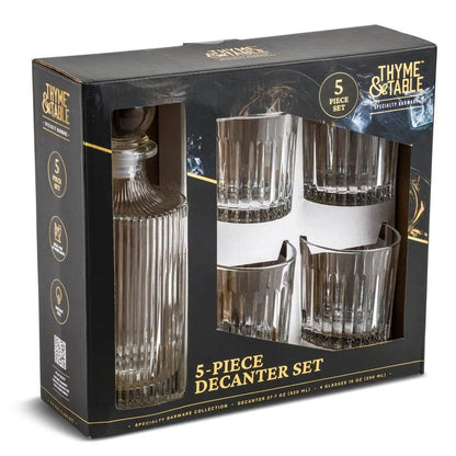 5 Piece Whiskey Decanter Set with 4 Glasses - Loft&Timber