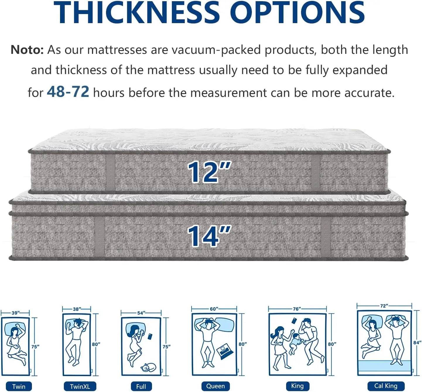 Twin XL Mattress,12 Inch Superior Hybrid XL Twin Mattress in a Box with Gel Memory Foam - Loft&Timber