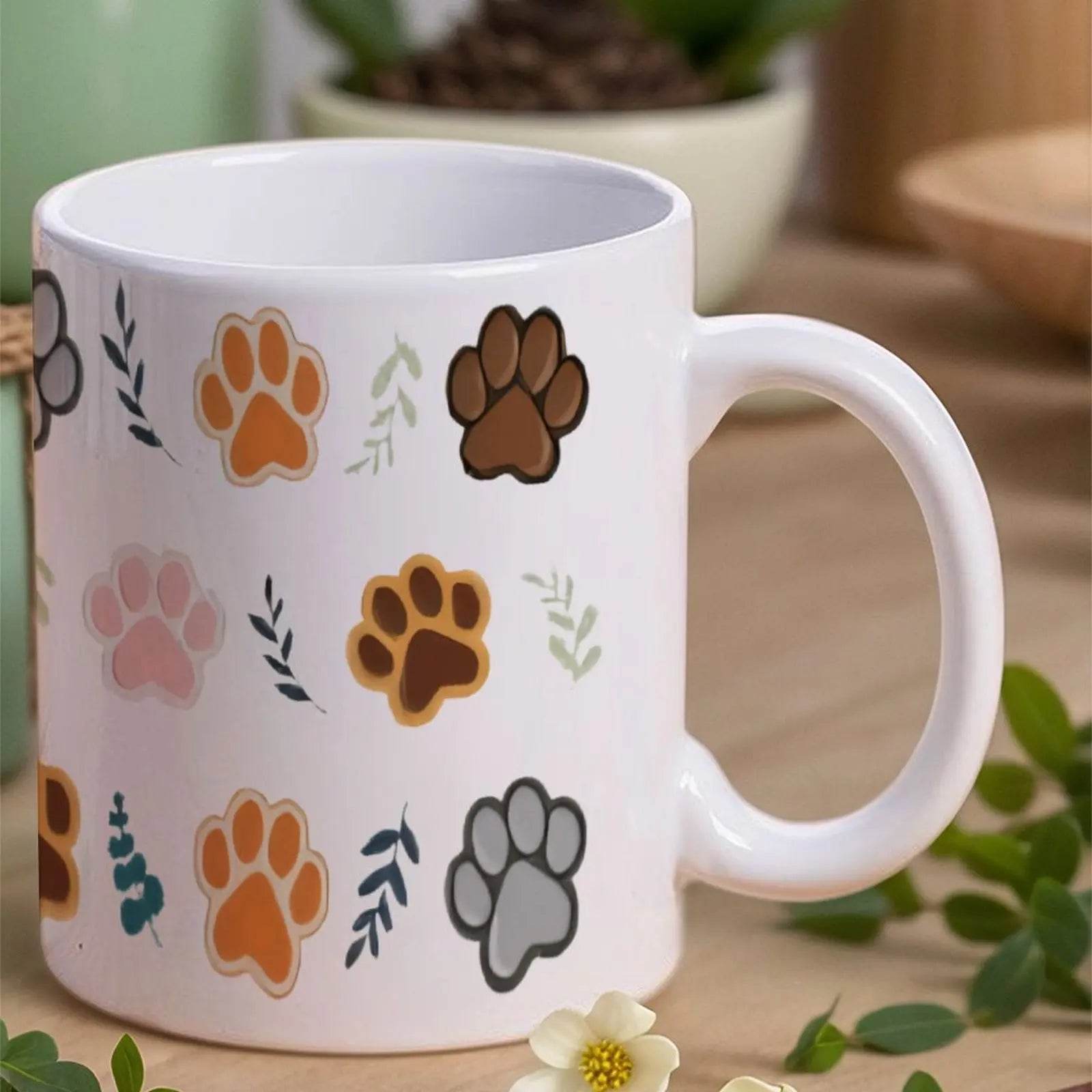 Paw Prints On A White Background Coffee Cups Ceramic, 11oz - Loft&Timber
