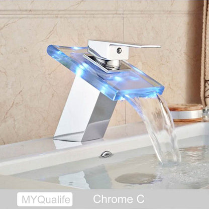 Luxury LED Color Changing Waterfall Basin Sink Faucet - Loft&Timber