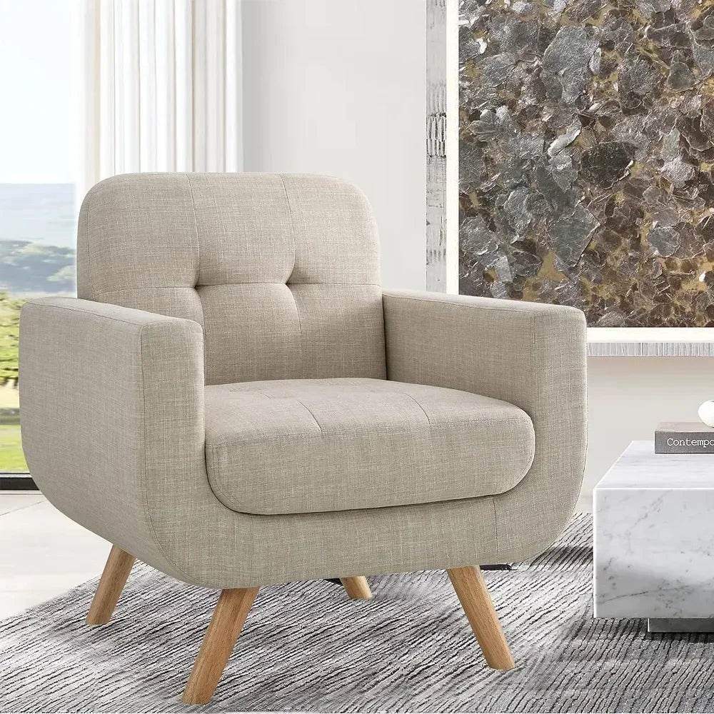 Elena Contemporary Accent Armchair with Linen Upholstery - Loft&Timber