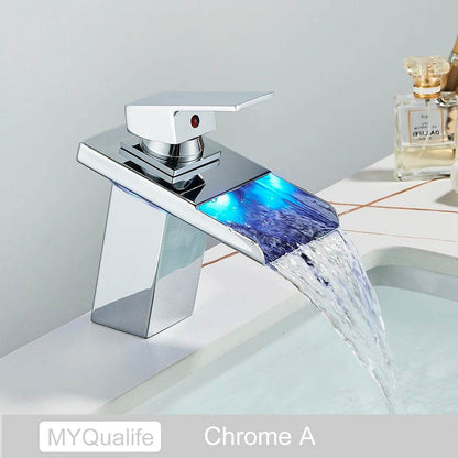 Luxury LED Color Changing Waterfall Basin Sink Faucet - Loft&Timber