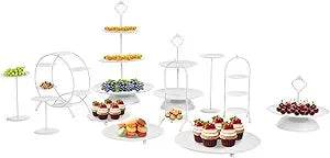 12 Pcs White/Black Cake Stand Set - Loft&Timber