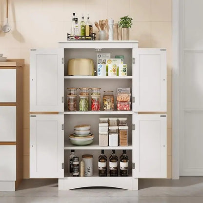 43" Kitchen Pantry Cabinet Storage with Adjustable Shelves and 4 Magnetic Doors - Loft&Timber
