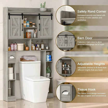 farmhouse storage cabinet over toilet with sliding doors, over the toilet storage cabinet, home space-saving toilet rack, for bathroom - Loft&Timber