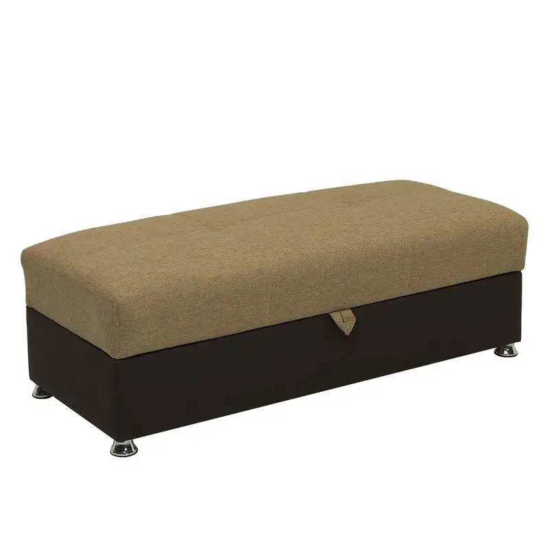 Convertible Ottoman with Storage, Brown PU Leather Upholstered Furniture - Loft&Timber