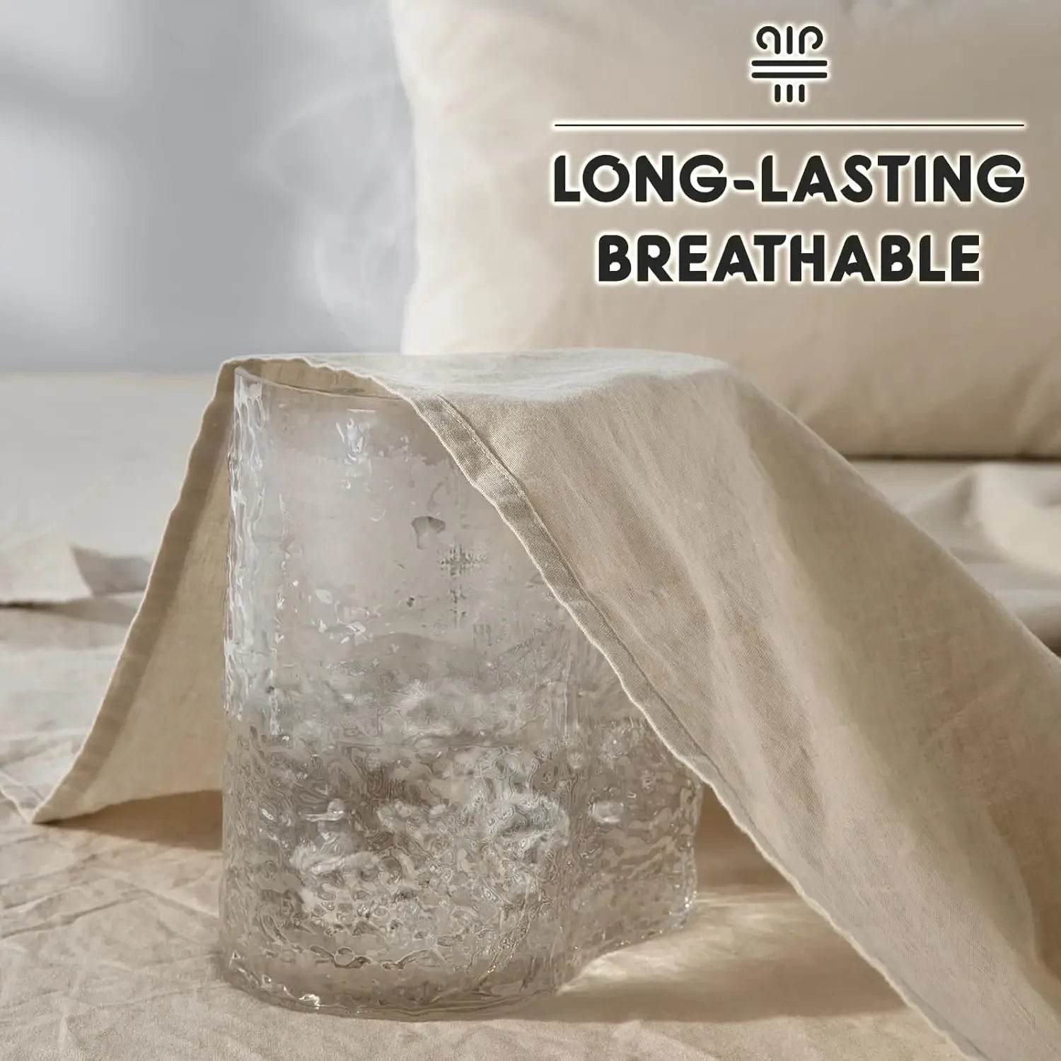 100% French Pure Linen Sheets, Breathable and Durable Line Queen Size Sheets - Loft&Timber
