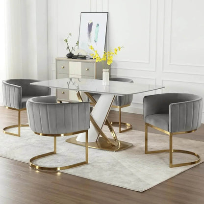 Dining Chairs Set of 4, Velvet with Metal Frame - Loft&Timber