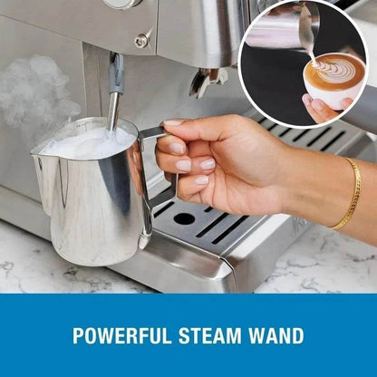 Machine - Semi Automatic Coffee Maker With Auto Tamper, Auto Cleaning, Milk Steamer & Frother, & Bean Grinder - Loft&Timber