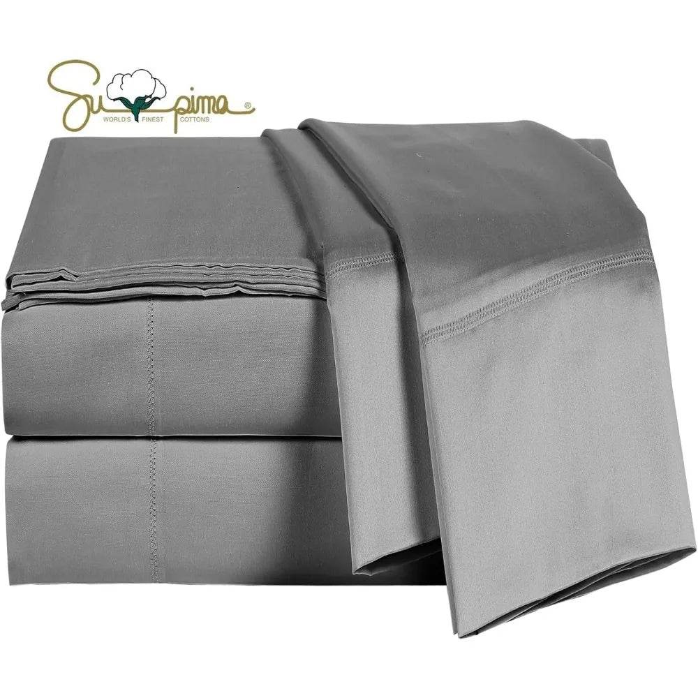 100% Supima Cotton Sheets 600 Thread Count,Bed Sheet Set King Size Sheets 4 Pieces - Loft&Timber