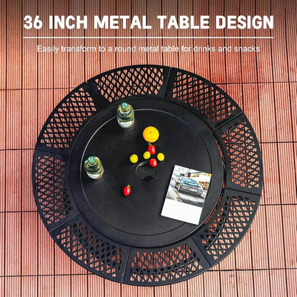 36 Inch Fire Pit with 2 Cooking Grills,Outdoor Wood Burning BBQ Firepit with Lid, 3-in-1 Outdoor Fire Pit - Loft&Timber