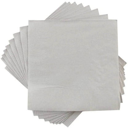 Disposable 2-Ply Medium Lunch Napkins Silver 6.5in x 6.5in 200 Pack - Loft&Timber