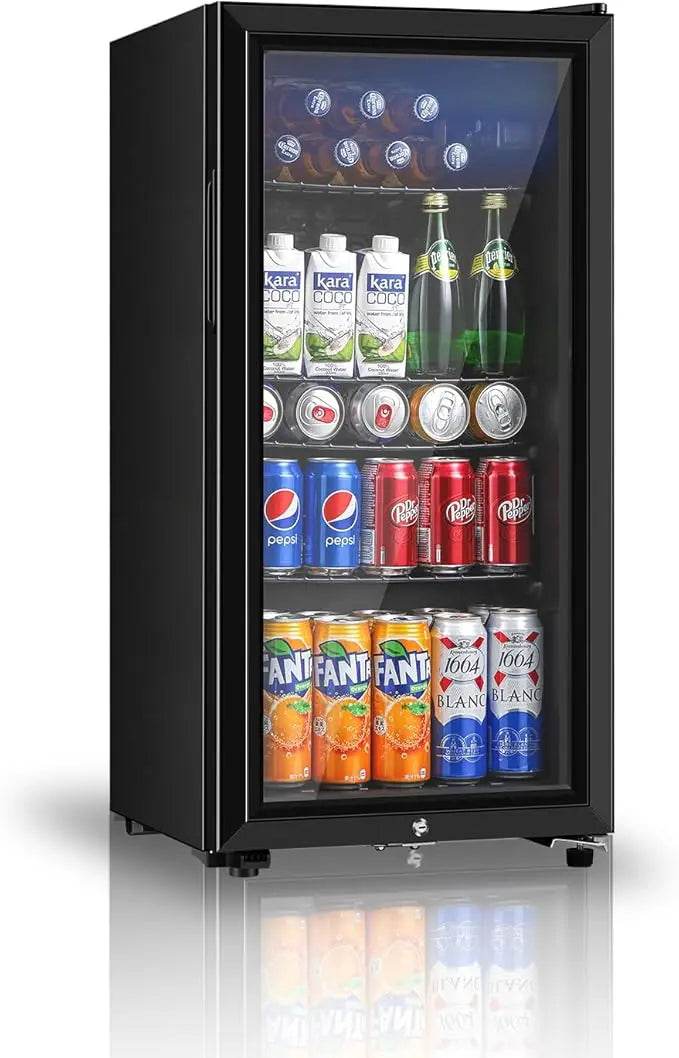 Beverage Refrigerator, 3.2 Cu.ft Mini Fridge with Double Glass Door - Loft&Timber