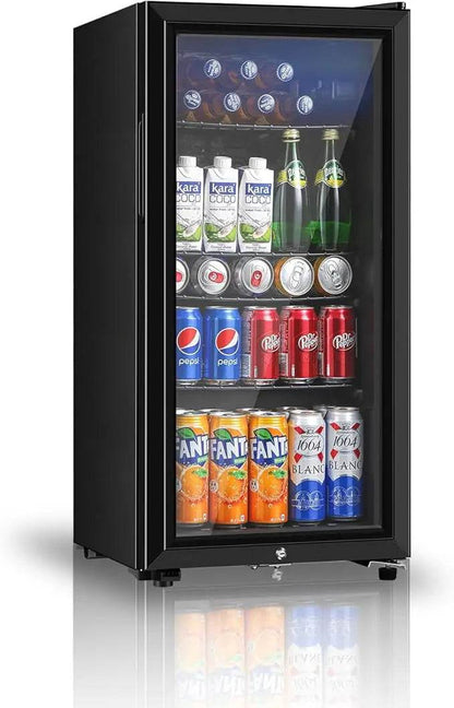 Beverage Refrigerator, 3.2 Cu.ft Mini Fridge with Double Glass Door - Loft&Timber
