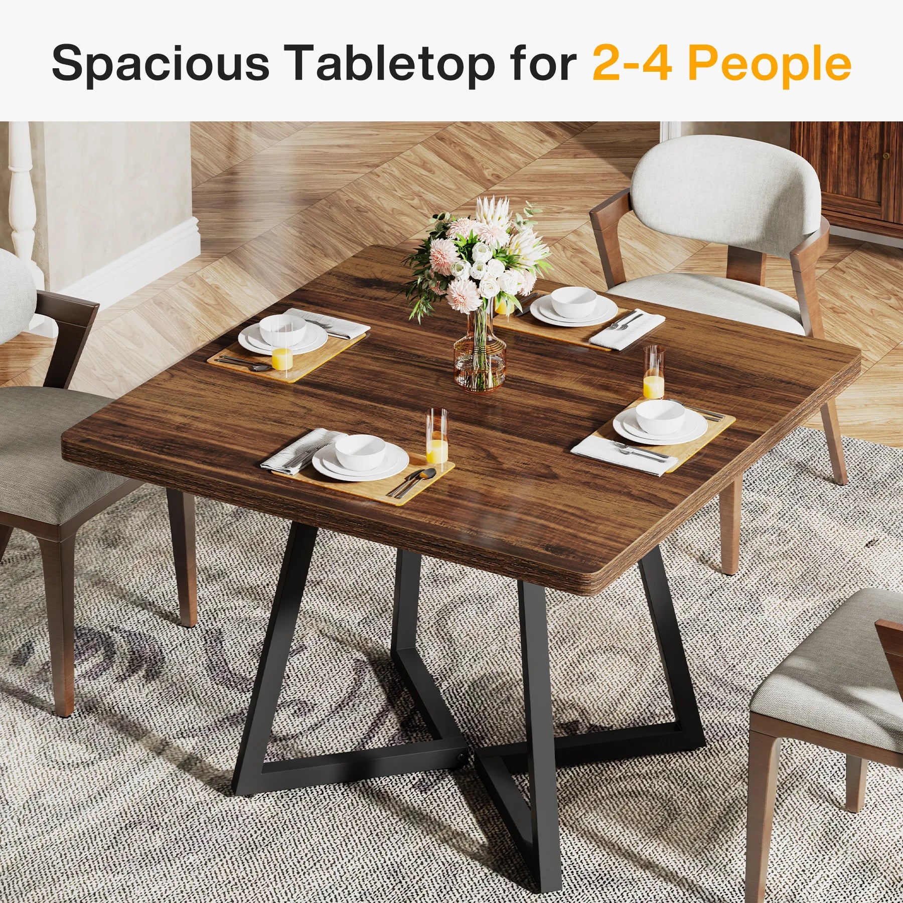 Tribesigns Square Dining Table for 4, 31.5" - Loft&Timber