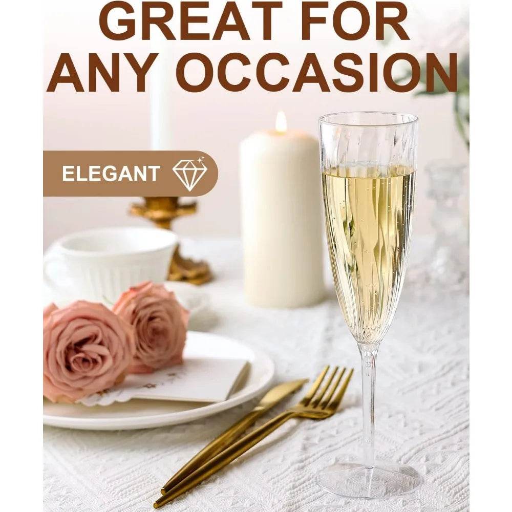 Plastic Champagne Flutes, 36 PCS Clear Disposable Wine Glasses Reusable Plastic Cocktail Cups - Loft&Timber