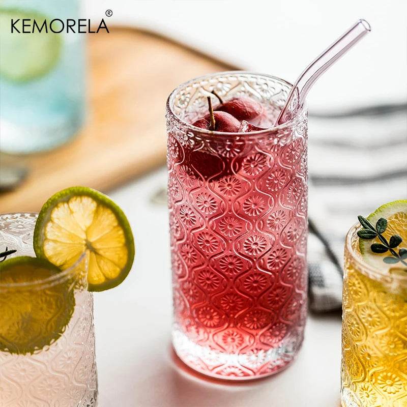 4PCS 350ML Retro Begonia Flower Glass Cups - Loft&Timber