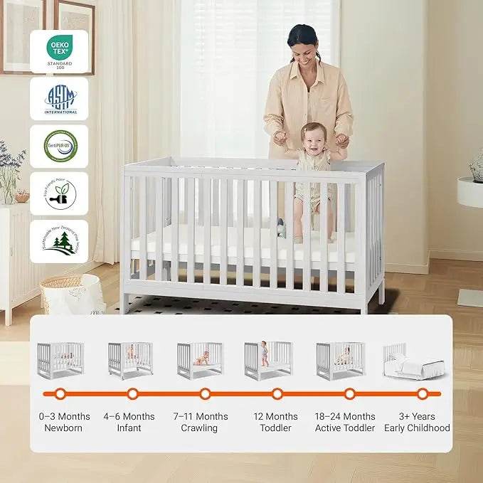 11-In-1 Convertible Mini Cradle to Full Size Crib - Loft&Timber
