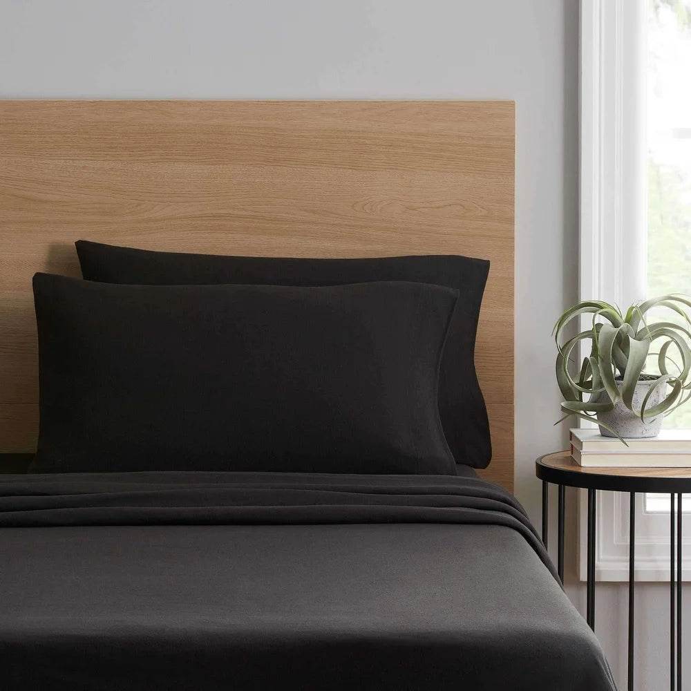 Cotton Rich Jersey Bed Sheet Set King 4 Pieces Breathable Soft Cozy Stretchy Fitted Flat Pillowcases - Loft&Timber