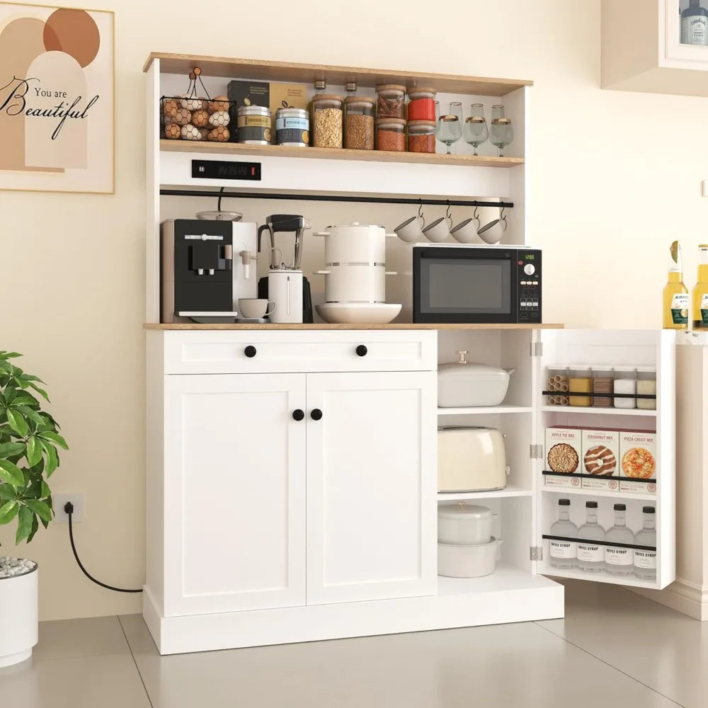 72" Kitchen Pantry Storage Cabinet with Power Outlets - Loft&Timber