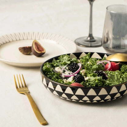 Premium Black White Ceramic Bowls 4-Pack - Loft&Timber