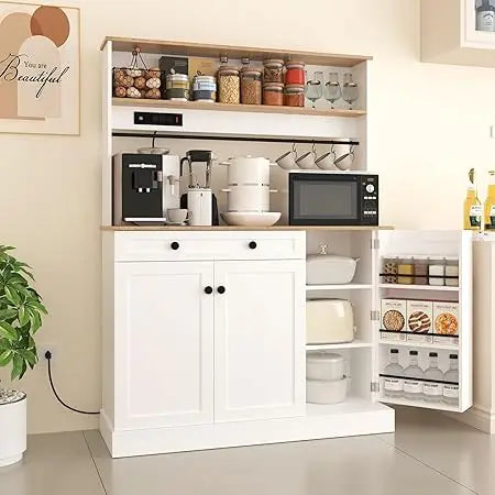 72" Kitchen Pantry Storage Cabinet with Power Outlets - Loft&Timber