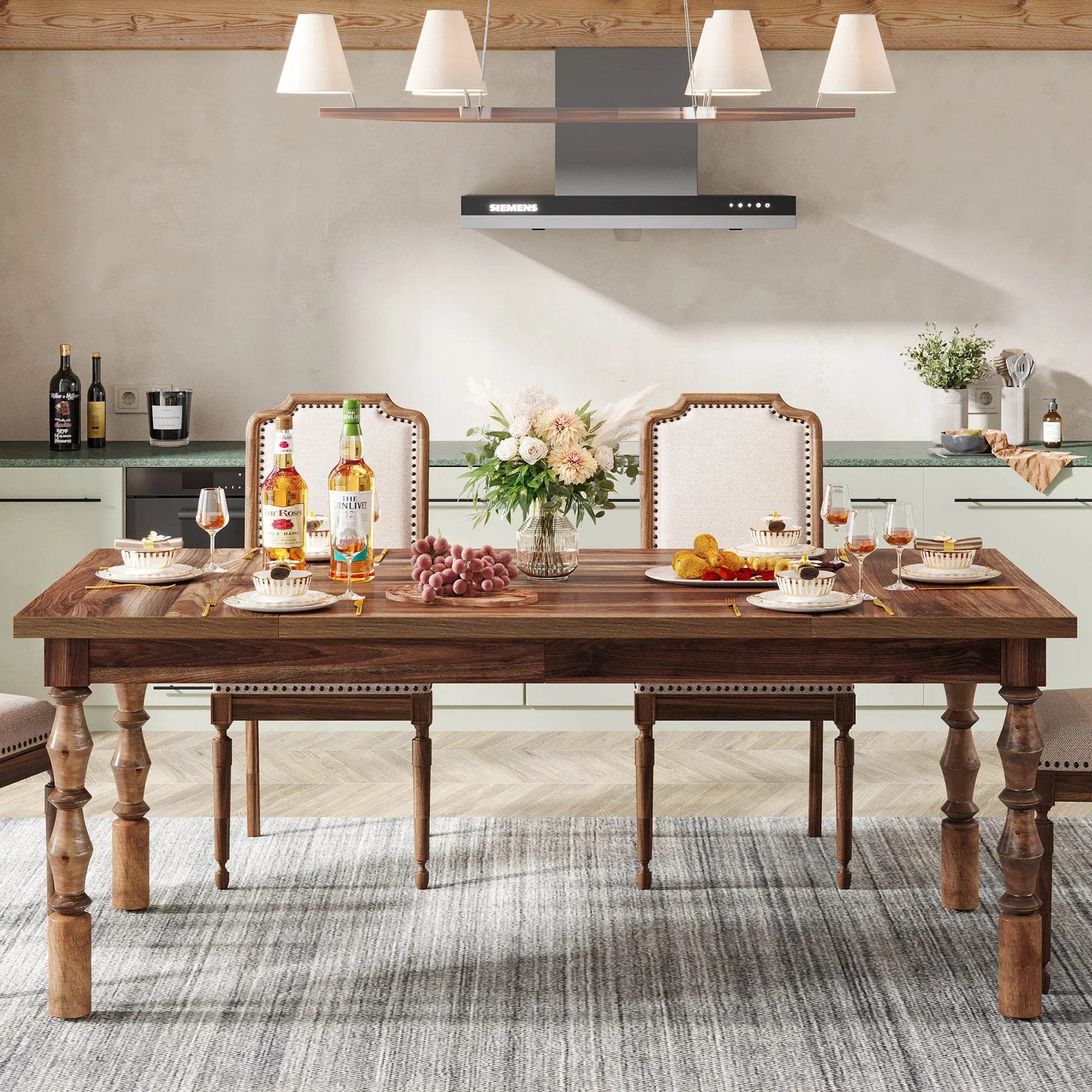 Tribesigns 62” Wood Patio Table for 4-6 People - Loft&Timber