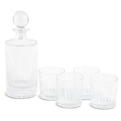 5 Piece Whiskey Decanter Set with 4 Glasses - Loft&Timber