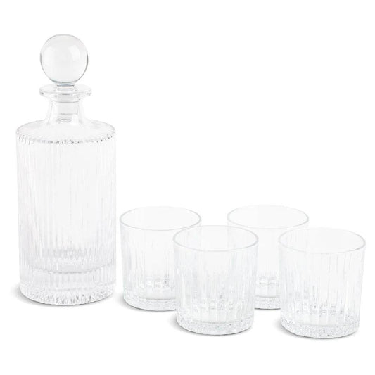 5 Piece Whiskey Decanter Set with 4 Glasses