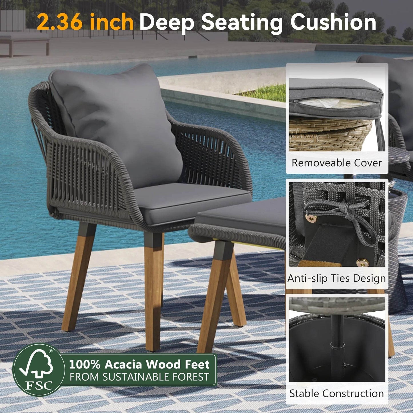 5 Pieces Outdoor Patio Furniture Set - Loft&Timber