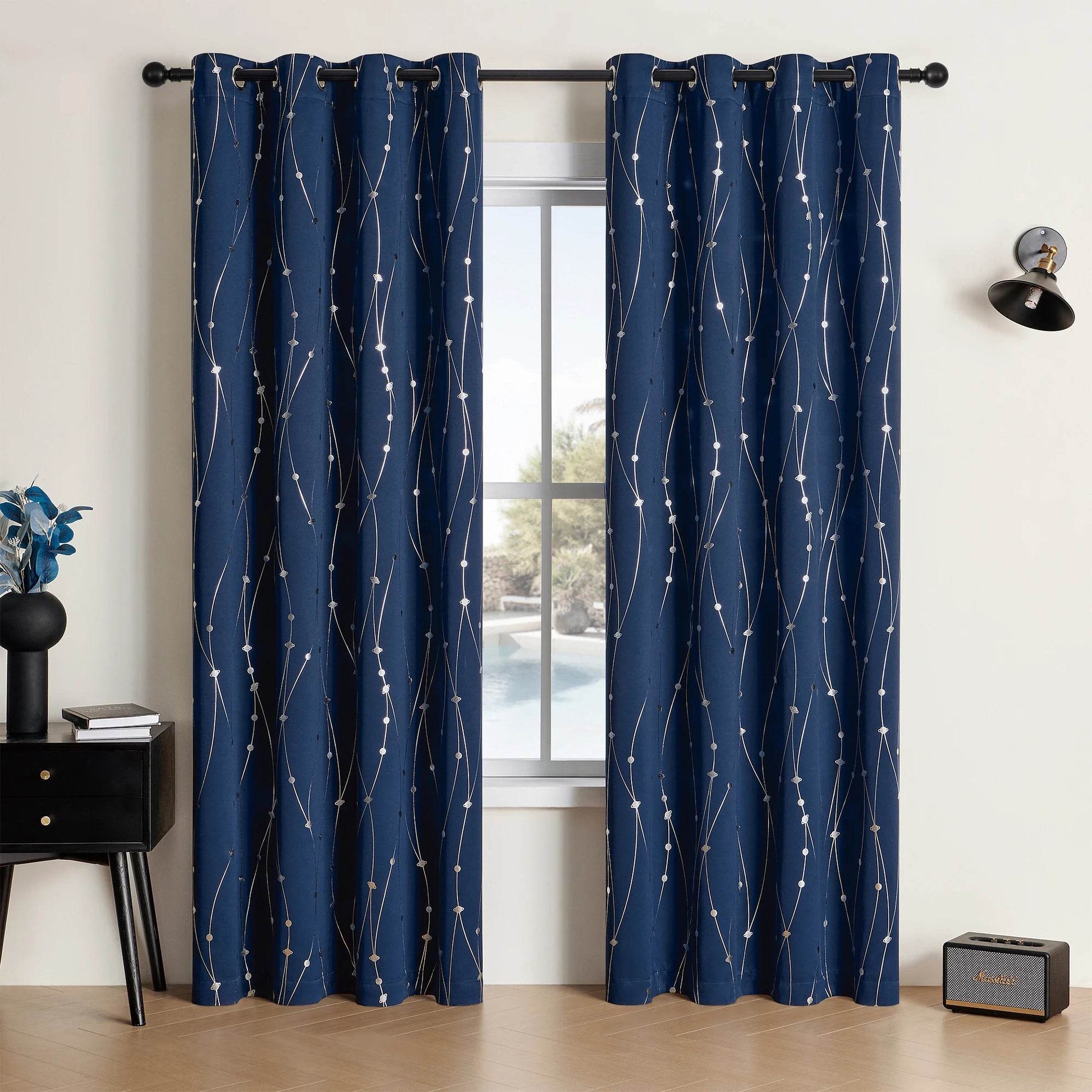 Pack Of 2 Sliver Print Blackout Curtains - Loft&Timber