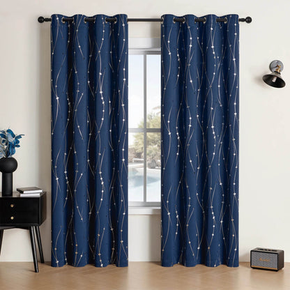 Pack Of 2 Sliver Print Blackout Curtains - Loft&Timber