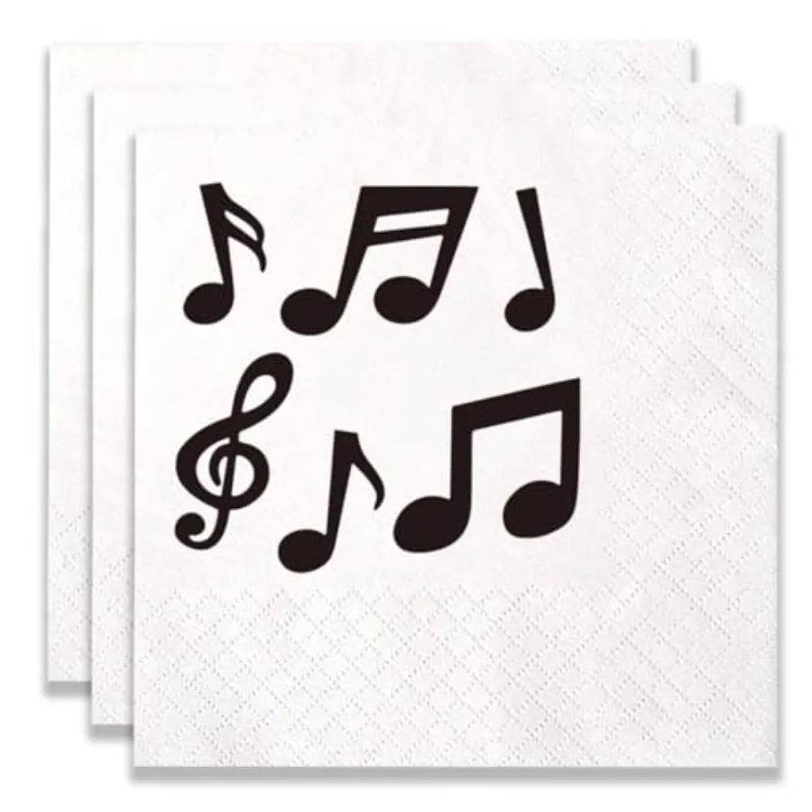 100 Pack Music Note Disposable Paper napkins - Loft&Timber