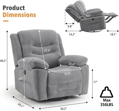 Power Swivel Rocker Recliner with Massage and Heat - Loft&Timber