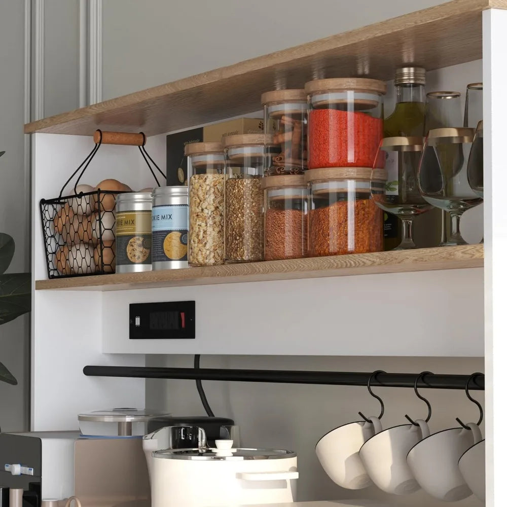 72" Kitchen Pantry Storage Cabinet with Power Outlets - Loft&Timber