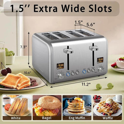 4 Slice Stainless Steel Toaster with LCD Display
